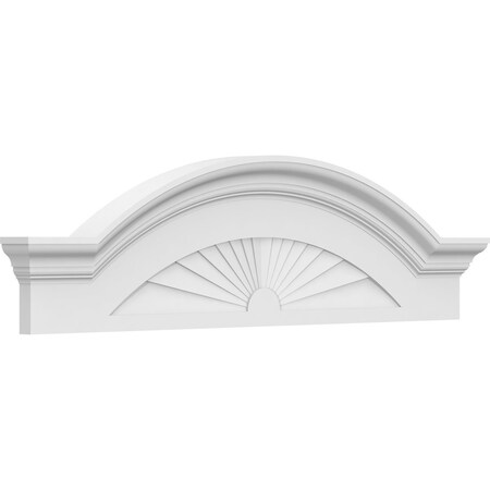 Ekena Millwork Segment Arch W/ Flankers Sunburst Architectural Grade PVC Pediment, 40"W x 11"H x 2-1/2"P PEDPS040X110SGF01